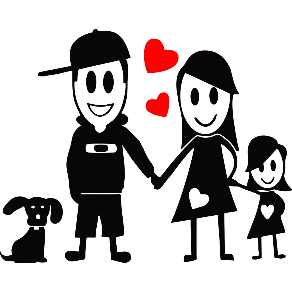 Adesivo Decorativo Casal Namorado Cachorro Familia Pra Carro