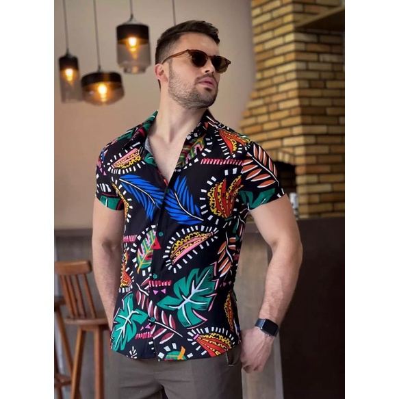 Camisa store botão estampada