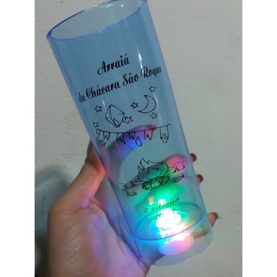 20 Copos Long Drink com Led Pisca 350 Personalizado