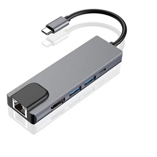 Adaptador Portátil Tipo C 5 Em 1 Ethernet Lan Usb Mac Novo