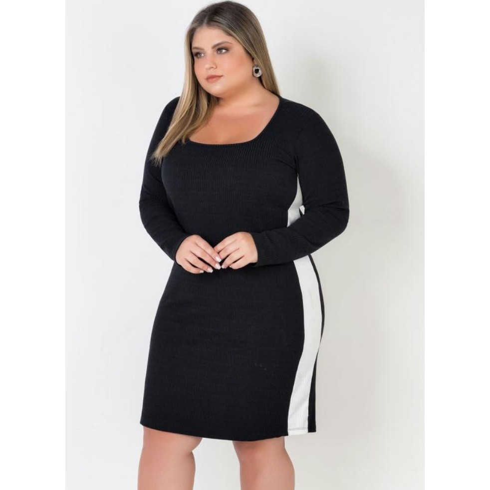 Vestido Plus Size Faixa Lateral Deslumbrante Veste do 38 ao 50