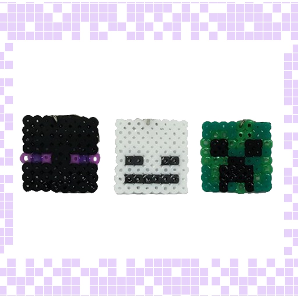Chaveiro Minecraft Creeper Enderman Skeleton Pixel Art Perler Beads