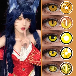 Midroo 2 Pcs/Par Amarelo Halloween Motosserra Homem Makima Cosplay Lentes De Contato Suave Confortável Melhor Com Maquiagem 14,5mm