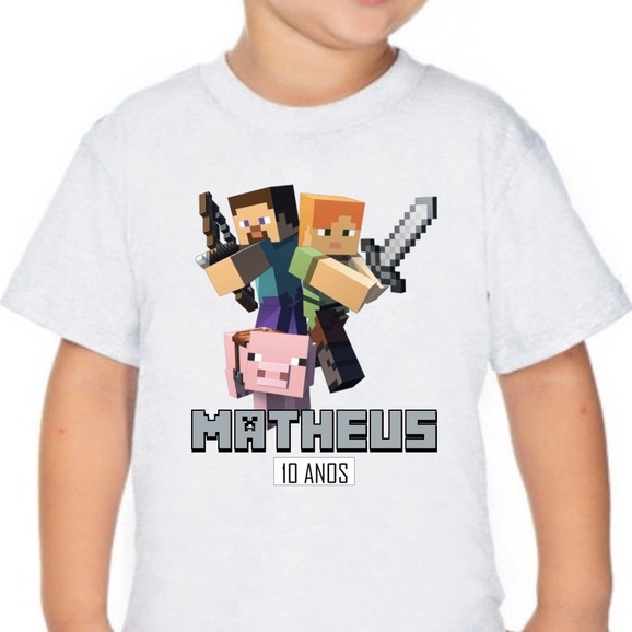 camisa camiseta para aniversario tema minecraft
