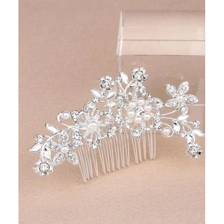 Pente Arranjo Luxo para Noivas Debutantes Enfeite de Cabelo Strass / Pérola