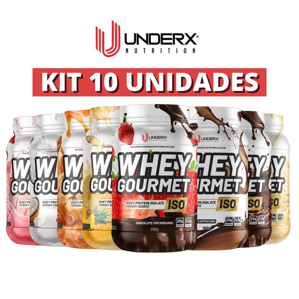 KIT 10 Whey Protein Gourmet Isolado DYMATRIX 9.0KG