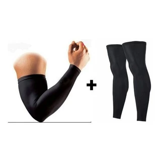 Kit um manguito proteção solar + um pernito bike ciclismo