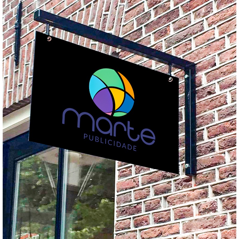 Placa Para Fachada Loja Personalizada C/ Suporte Ferro Acm