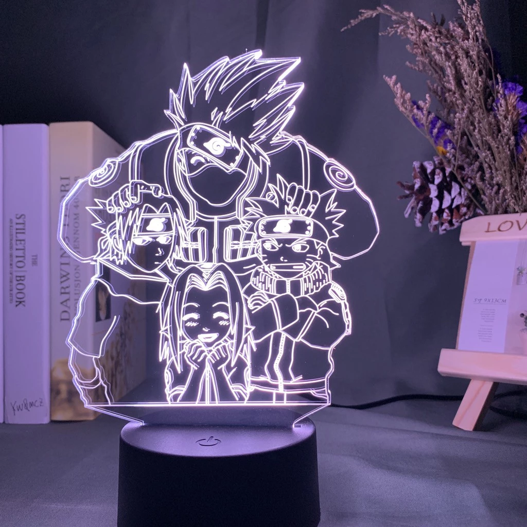 Anime Naruto Uzumaki 4 Kakashi Lâmpada Led Noturna Jagermeister