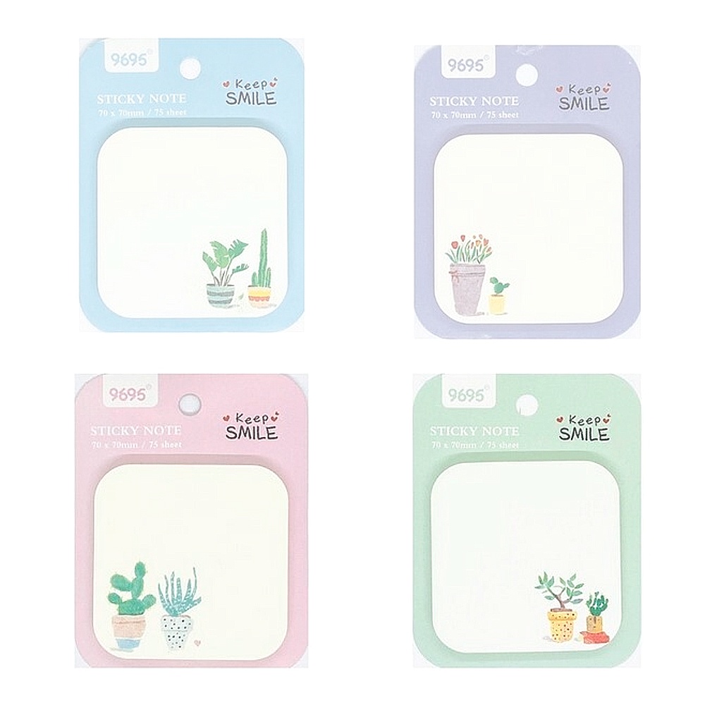 Bloco de Notas Adesivas Sticky Notes 75 folhas Lembretes Cactos ...