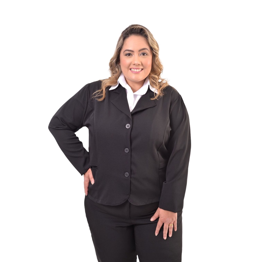 Blazer terninho feminino social plus size com bolso uniforme para ...