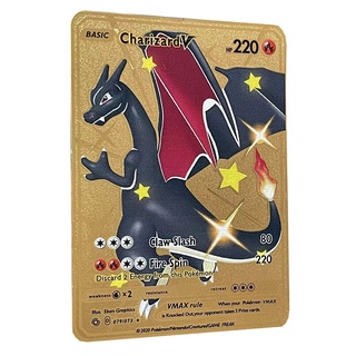 10000 Point Arceus Vmax Vstar Cards Metal English YU GI OH Charizard GX  Kids Gift Golden Game Collection Cards Rainbow