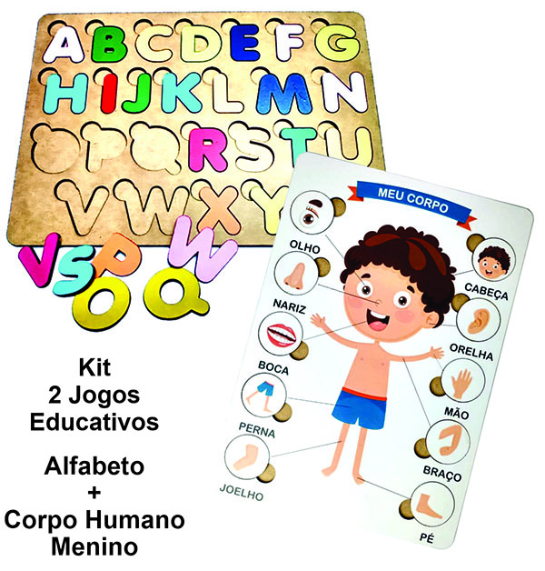 Jogo Educativo Infantil Alfabeto Abc Brinquedos Criança Mdf