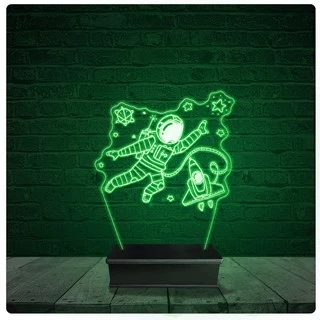 Luminária Abajur Acrílico Led - Astronauta Desenho 36