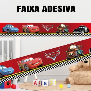 Adesivo Infantil Faixa Border Carros Menino Xadrez Kit11