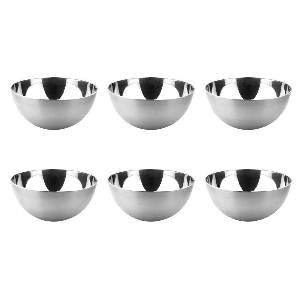 Kit 06 Bowls 9cm Aço Inox Polido Tigela Multiuso Preparo Coz