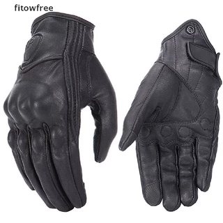 Luvas De Motocicleta De Couro Real Fitow Retro Motocross À Prova D'água