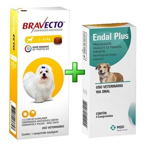 KIT BRAVECTO 2 A 4,5 E ENDAL PLUS | Shopee Brasil