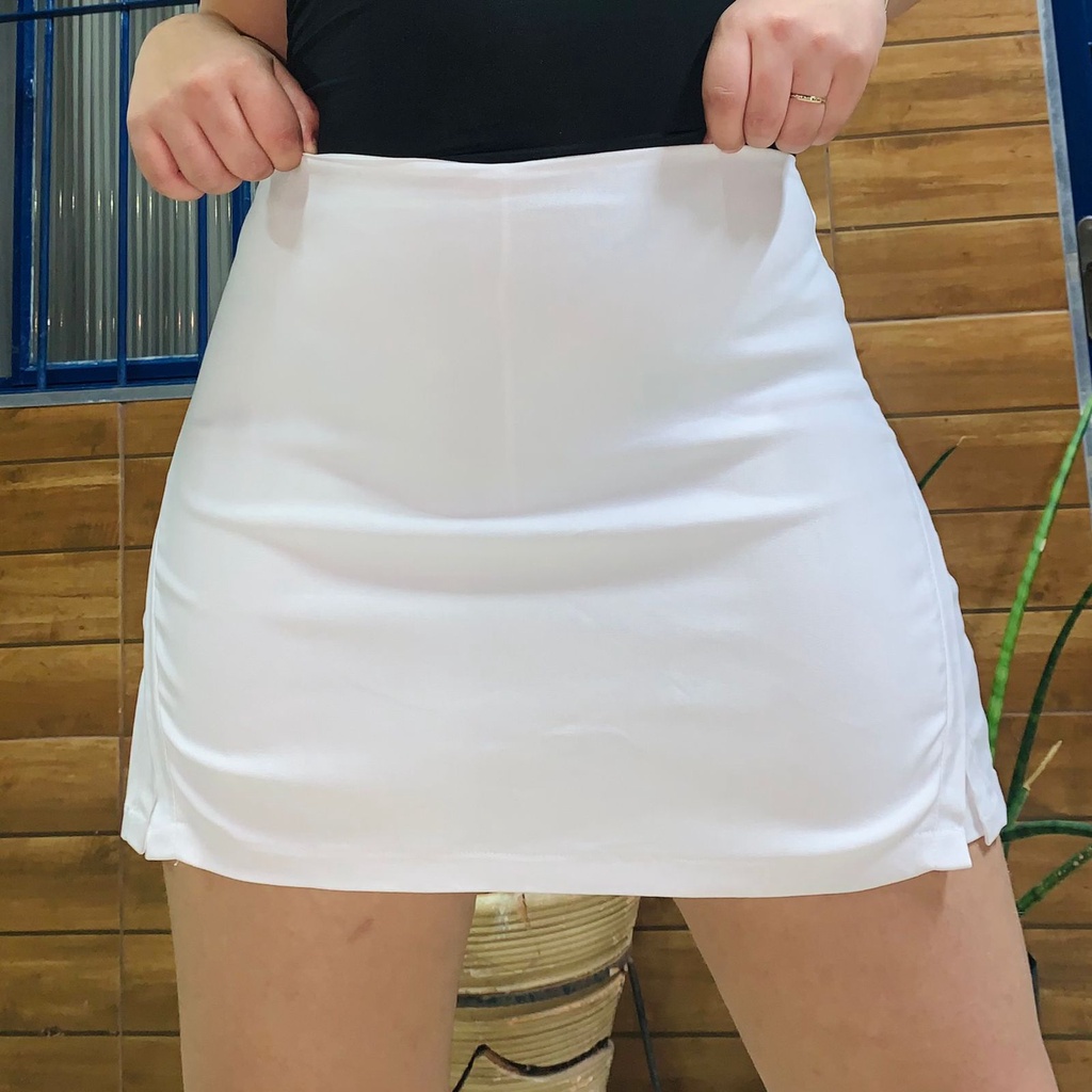 Shorts Saia Feminino Fitness Academia Com Detalhe Telinha