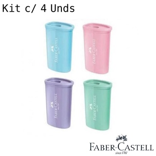 Kit c/ 4 Apontador FABER-CASTELL c/ Depósito Triangular Pastel