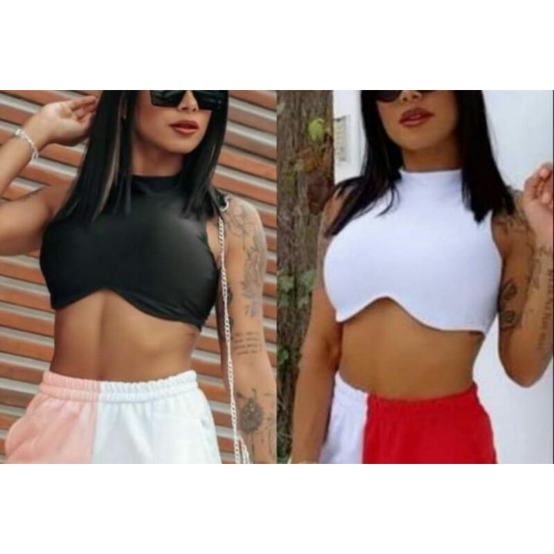 Cropped Underboobs Decote Invertido com Gola - Senhorita Catrina