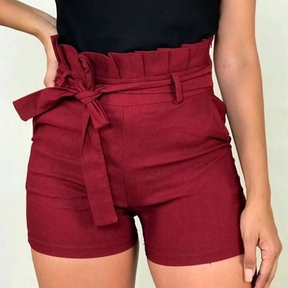 Short cintura alta bengaline shortinho laço hot sale roupas femininas