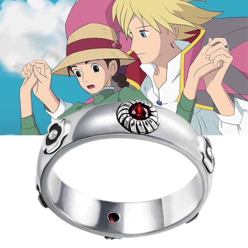 Anime Filme Howl's Moving Castle Do Vintage Da Moda Abertura Anel Ajustável Anéis Casal Jóias Acessórios