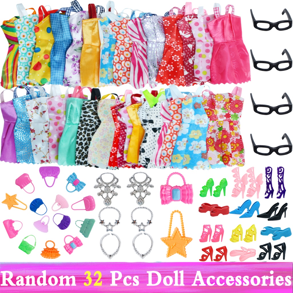 Barbie Doll Acessórios Set for Kids, Mobiliário de Boneca, Guarda-Roupa,  Mini Vestido, Sapatos, Óculos, Bolsa, Cabides, Brinquedos, Presente, Mix  Style, 40, 43 Pcs