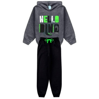 Conjunto Moletom Flanelado Infantil Maculino Calça e Blusa Com Capuz de Menino 2,3 e 4 inverno L59
