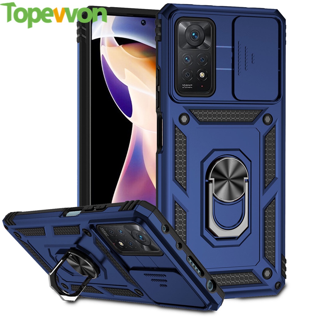 Capa Flexível Transparente Anti-Impacto Com Anel Para Xiaomi Mi 11T Pro 10T  11 Lite Redmi Note 10 11 10 9 - Escorrega o Preço