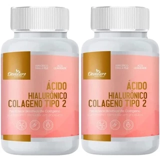 Kit Ácido Hialurônico 60 Capsulas - Denature Colágeno Tipo II e Vitamina C