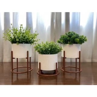Kit 3 Vasos Cachepot Decorativo com Suportes Para Plantas Artificiais ou Naturais Decoração