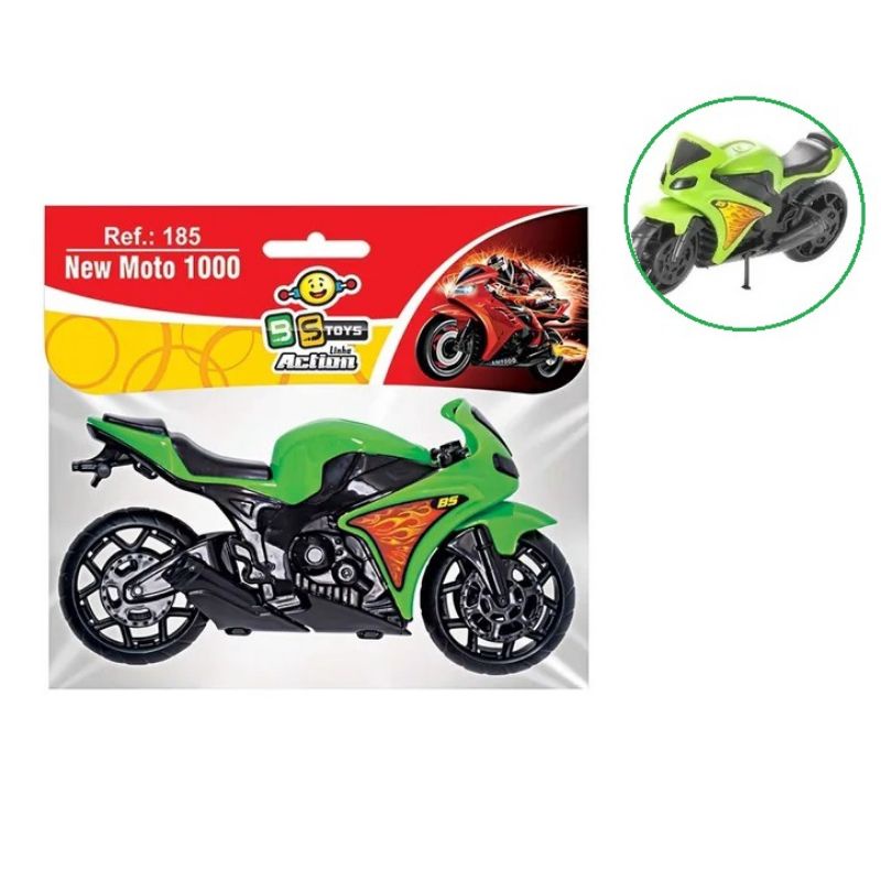 Brinquedo Moto de Corrida 1000 Branca Infantil Esportiva c/ Apoio Bs Toys  Motinha p/ Crianças Meninos Decoração Coleção
