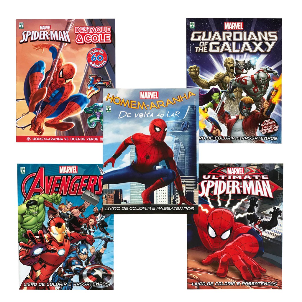 Livro Infantil 100 Atividades Homem Aranha Colorir Desenhar Jogos Diversos  Marvel Pintar