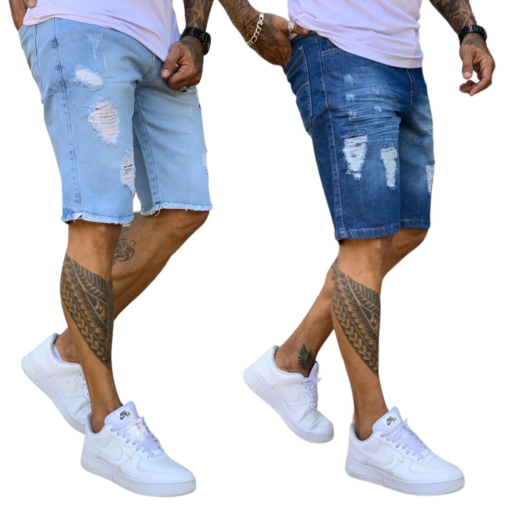 Moda masculina bermuda store jeans