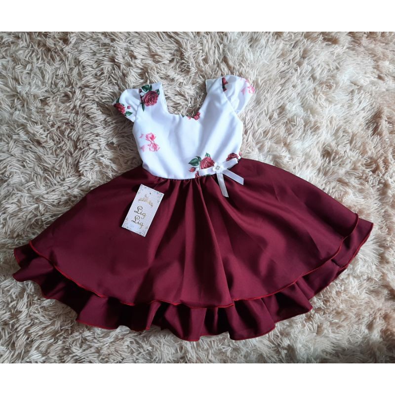 Vestido marsala hot sale com branco