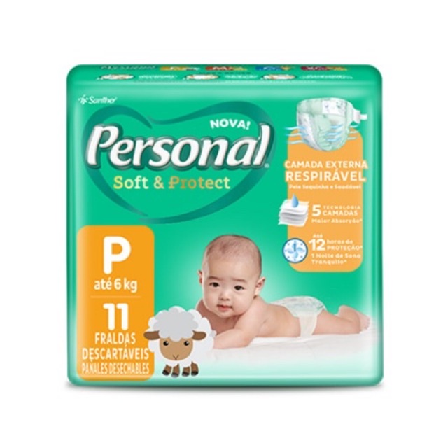 Fralda Personal Soft & Protect - Tamanho P com 11 Fraldas
