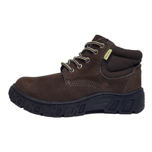 Bota Botina Coturno Nobuck Brasfort Marrom Top Pvc Obra