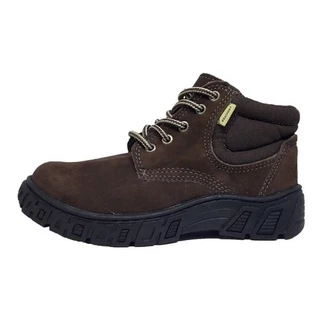 Bota Botina Coturno Nobuck Brasfort Marrom Top Pvc Obra