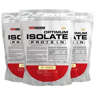 Kit 3x Whey Protein Isolado Optimum Isolate 2kg - Bodybuilders Suplemento alimentar em pó para ganho de massa muscular