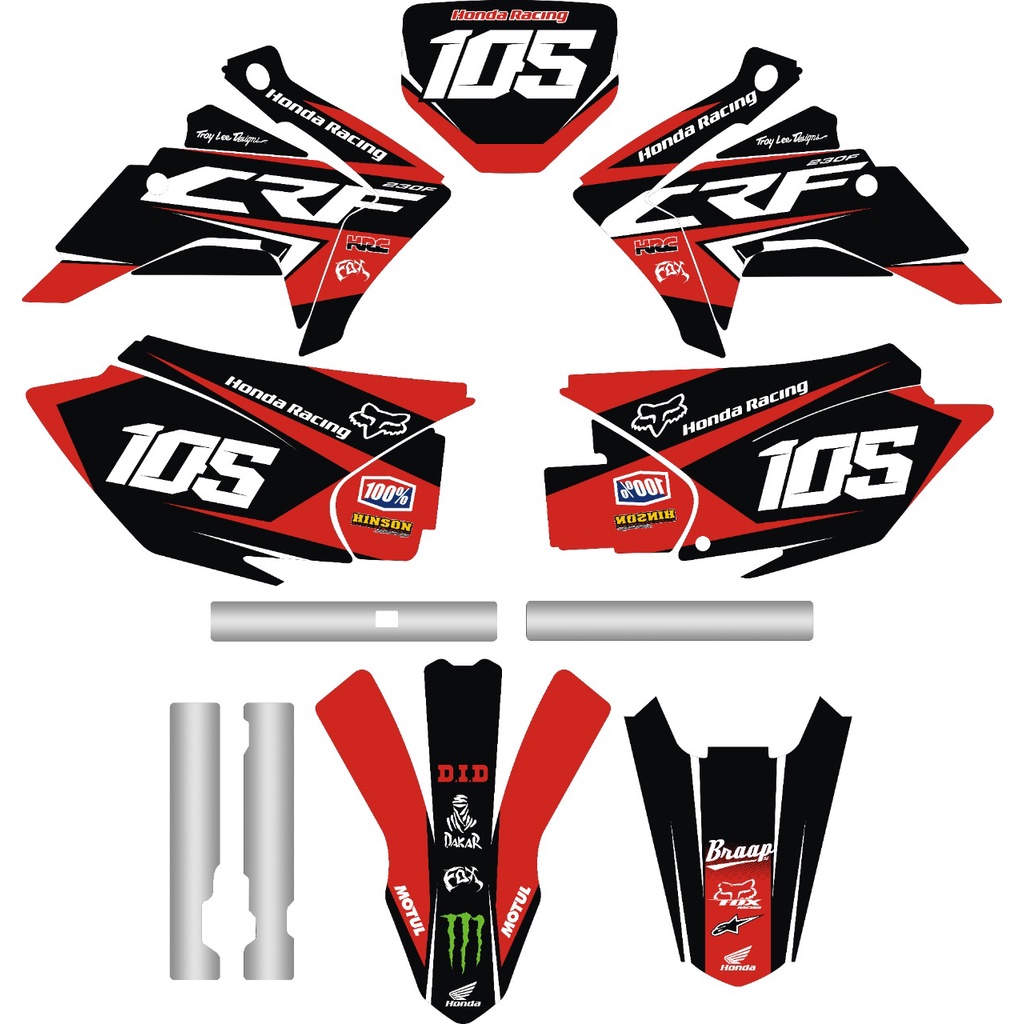 Kit Gráfico Adesivo Crf 230 0,20mm Moto Trilha Preto 2018