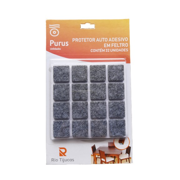 Protetor Pé Cadeira Feltro Quadrado Auto Adesivo 32pçs 2,0cm