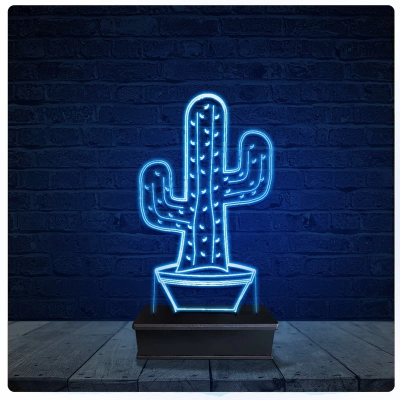 Luminária Led Acrilico Abajur - Cacto Cactos 02
