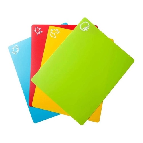 Kit 4 Tabuas De Corte Flexível Aves Carne Peixe Legumes