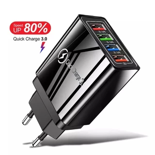 Carregador Turbo QC 3.0 33W + 4 USB Universal Tomada Rápida - Sem impostos, já no Brasil! Com ANATEL