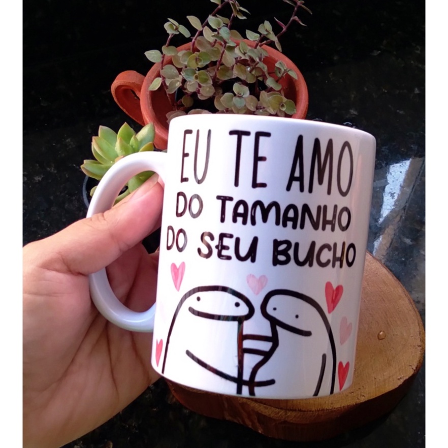 Caneca Flork Eu Te Amo Do Tamanho Do Seu Bucho Shopee Brasil