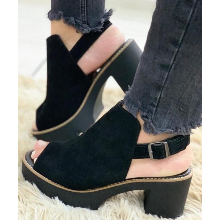 Sandalias Femininas Salto Grosso Alto Plataforma Tratorada Block Sola Meia  Pata Macia Sapato Conforto Tendencia