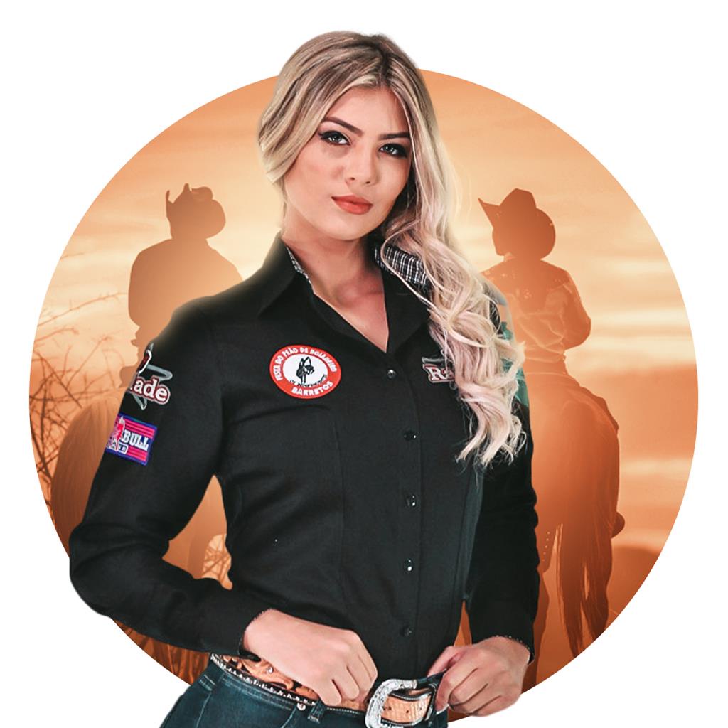 camisa country radade manga longa rodeio cowboy feminina bandeira ...