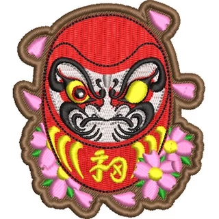 Patch bordado termocolante daruma kamisama japão