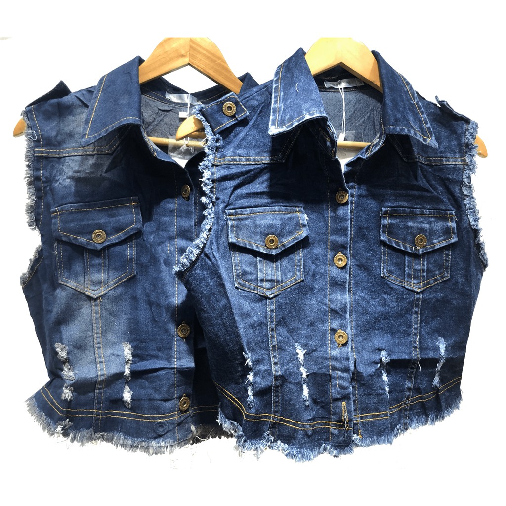 Colete jeans best sale rasgado feminino